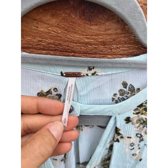 Free People‎ Tree Swing Floral Tunic Short Dress in Mint Size Small Sz S - Picture 3 of 6